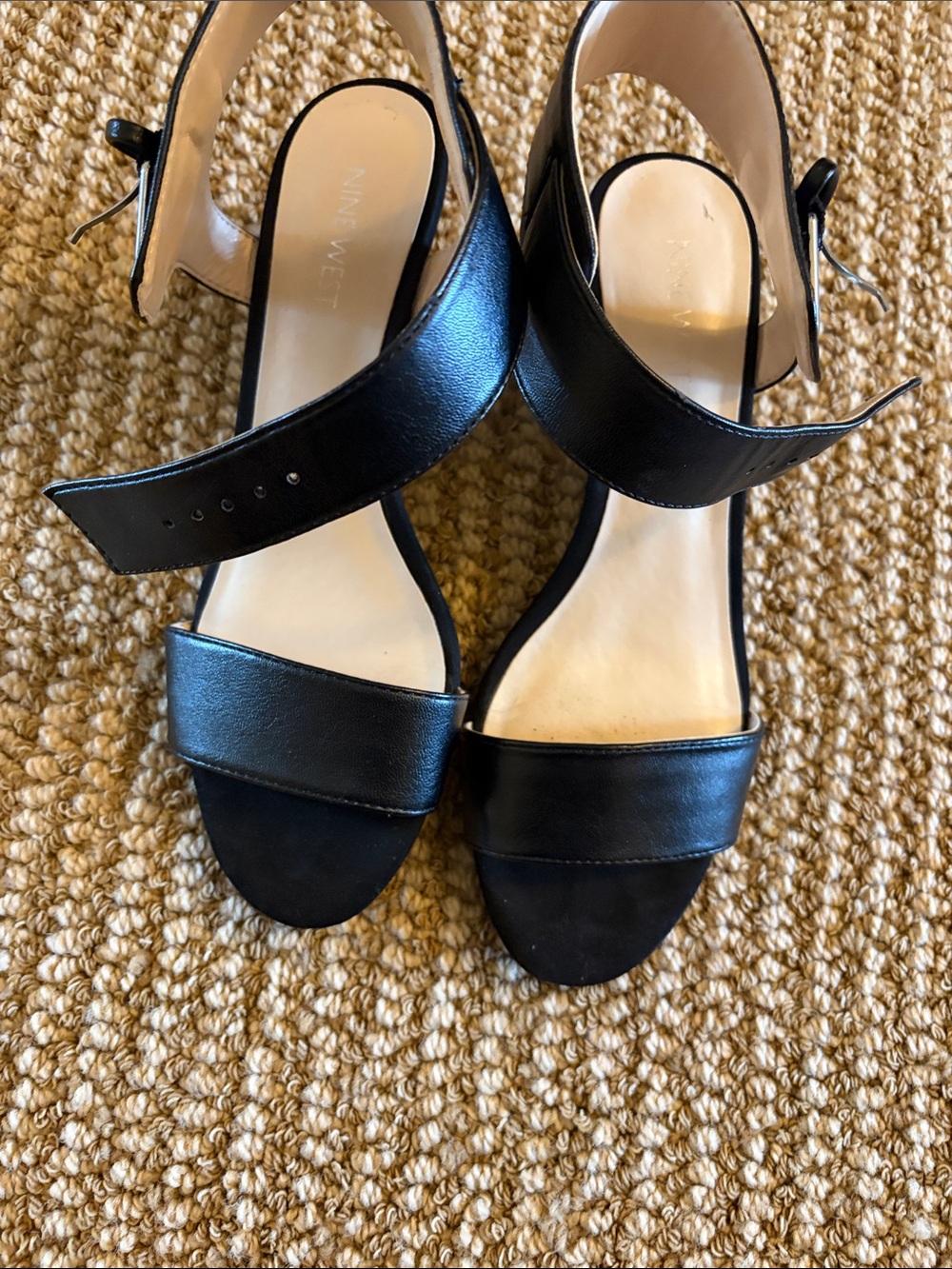 Nine West Black Strappy Block Heel Sandals